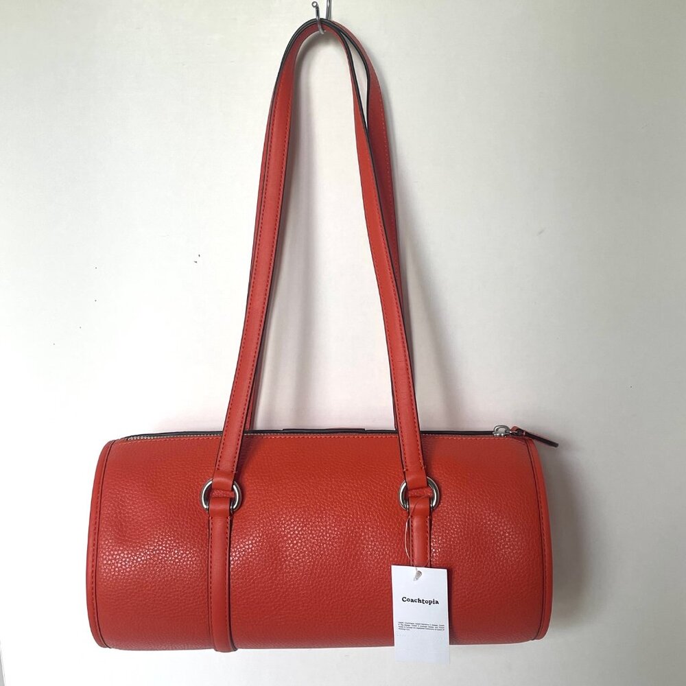 Coach Barrel Shoulder Bag Coachtopia Leather CT382 Medium Top Zip Sun Orange - Picture 2 of 10